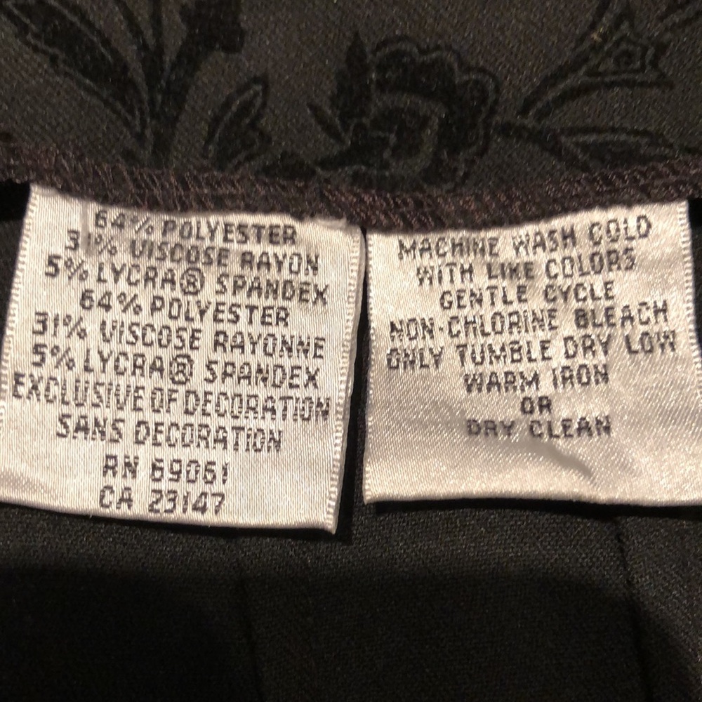 Talbots black with velvet design on side zip pants - Picture 7 of 7